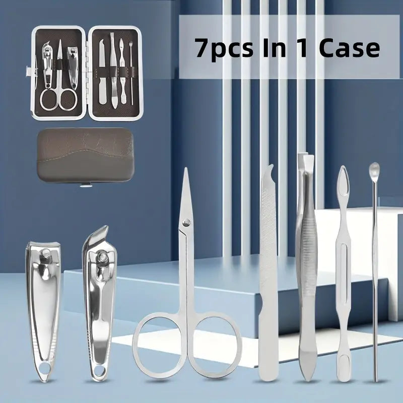 7 In 1 Manicure Kit, Carbon Steel Professional Pedicure Kit, Nail Scissors Grooming Kit with Leather Travel Case, Men Women Manicure Pedicure Kit, Nail Care Tool For Home Use 7 In 1 Manicure Kit, Carbon Steel Professional Pedicure Kit, Nail Scissors Grooming Kit with Leather Travel Case, Men Women Manicure Pedicure Kit, Nail Care Tool For Home Use